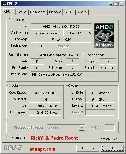 CPU-Z: FX55@4GHz