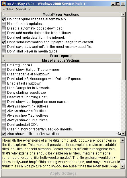 XP-Antispy 3.94 screenshot