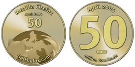 Mozilla Firefox munten vanwege 50 miljoen downloads
