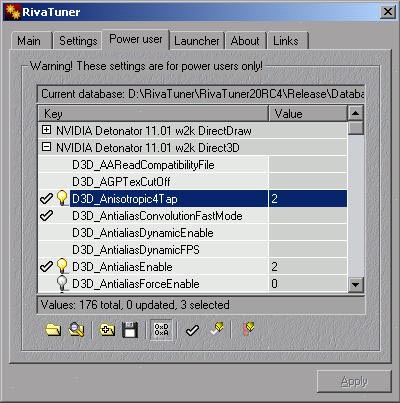 RivaTuner power user menu