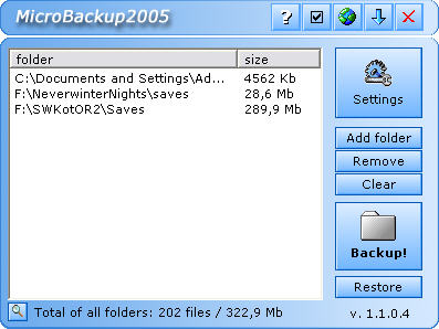 MicroBackup2005 screenshot