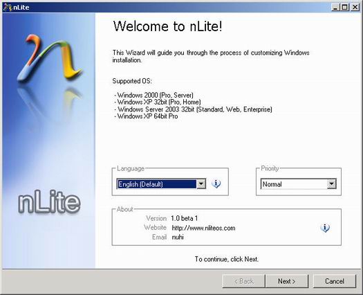 nLite 1.0 beta 1 welcome screen (resized)
