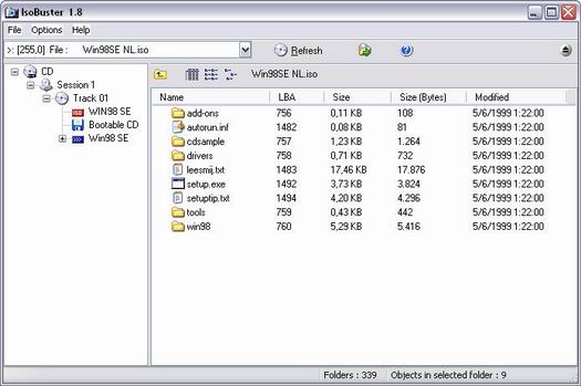 IsoBuster 1.8 build 1.8.0.4 screenshot (resized)