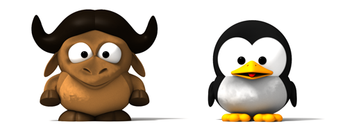 3D baby GNU en baby Tux 3D baby GNU en baby Tux