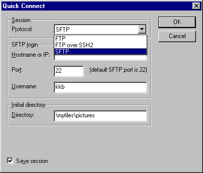 SecureFX quick connect