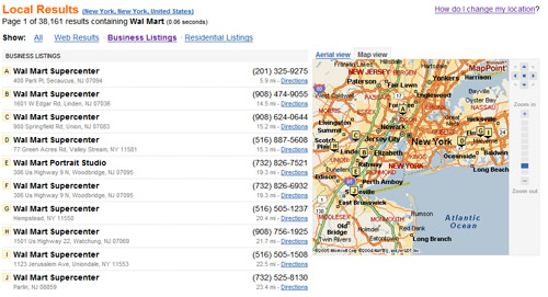 Local results MSN Search (klein)