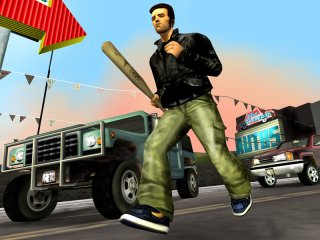 GTA3-character met honkbalknuppel GTA3-character met honkbalknuppel