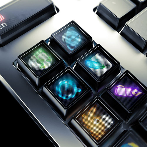 Optimus keyboard - close-up OLED keys Optimus keyboard - close-up OLED keys