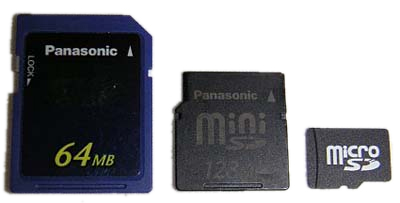 SD, Mini-SD en microSD