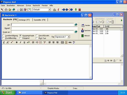 Pegasus Mail screenshot (resized)