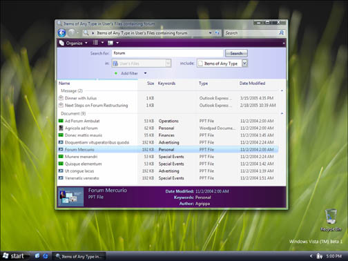 Windows Vista Beta 1 - Search Results (klein) Windows Vista Beta 1 - Search Results (klein)