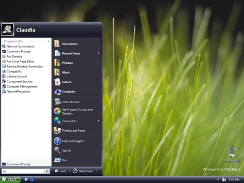 Windows Vista Beta 1 - Start Menu and Search Results (klein) Windows Vista Beta 1 - Start Menu and Search Results (klein)