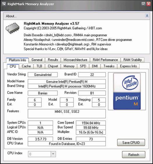 RightMark Memory Analyzer 3.57 screenshot (resized)