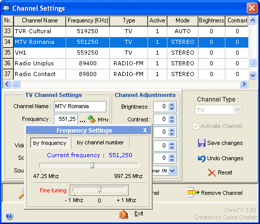 ChrisTV - channel settings