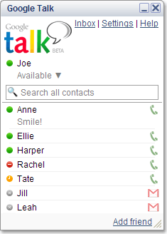 Google Talk - Hoofdvenster