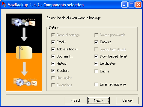 MozBackup 1.4.2 screenshot