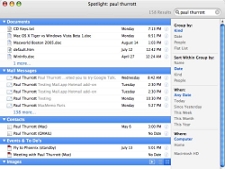 Mac OS X Tiger -- Zoekresultaten (kleiner)