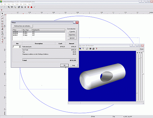 Screenshot cad/cam-programma eMachineShop (verkleind) Screenshot cad/cam-programma eMachineShop (verkleind)