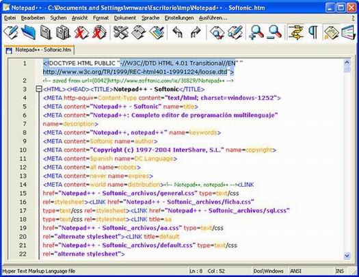Notepad++ screenshot