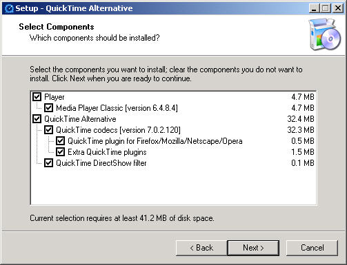 QuickTime Alternative 1.61setup screenshot