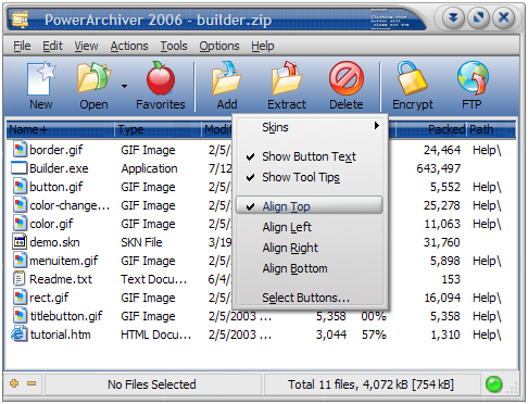 PowerArchiver 2006, Data skin