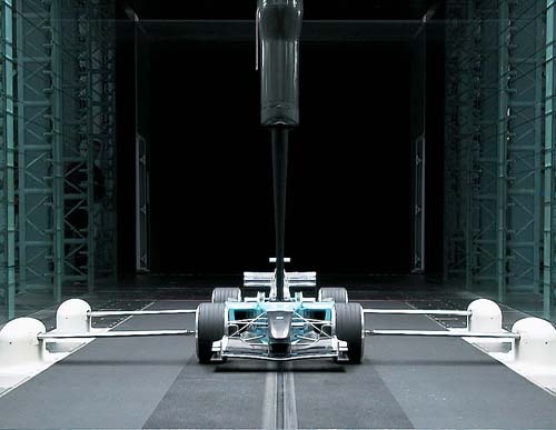 Body Toyota Formule 1-bolide in windtunnel
