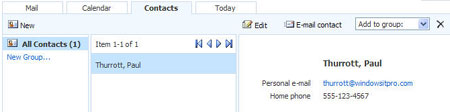 MSN Mail beta - contactlijst
