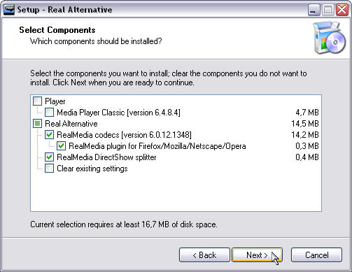 Real Alternative 1.44 setup screenshot