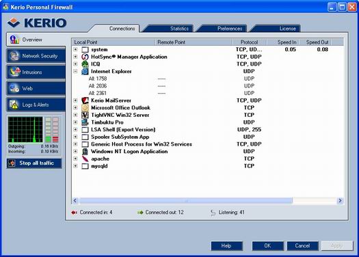 Kerio Personal Firewall screenshot (resized)