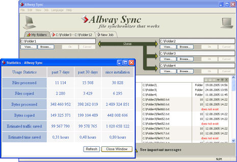 Allway Sync screenshot (statistics)