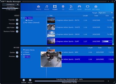PSP Media Manager - screenshot PSP Media Manager - screenshot