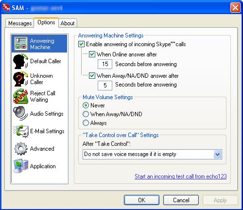 Skype Answering Machine screenshot Skype Answering Machine screenshot