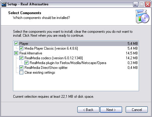 Real Alternative 1.45 installatie screenshot