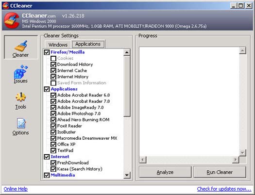 CCleaner 1.26.218 screenshot (resized)