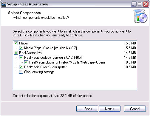 Real Alternative 1.46 installatie screenshot