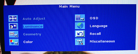 BenQ FP202W (OSD screenshot)