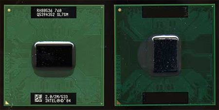 Intel Pentium M naast Intel Core Duo