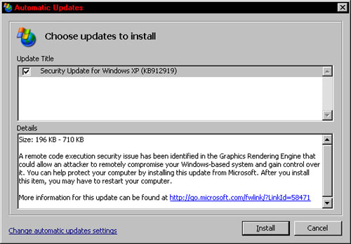 MS-patch 912919: installatiescherm patch