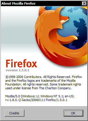 Mozilla Firefox 1.5.0.1 RC1 - aboutscherm