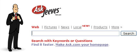 Ask Jeeves-zoekboxje Ask Jeeves-zoekboxje