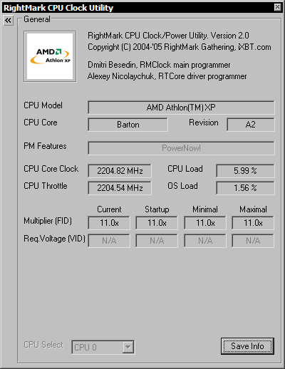 RightMark CPU Clock Utility - General
