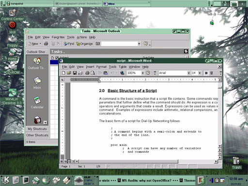 Screenshot van Wine met Microsoft Office