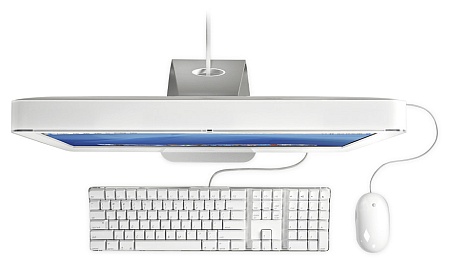 Apple iMac Core Duo in vogelperspectief Apple iMac Core Duo in vogelperspectief