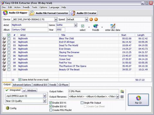 Easy CD-DA Extractor 9.0.2 screenshot (resized)