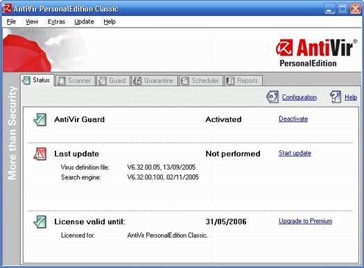Antivir Personal Edition 7.0 screenshot (resized)