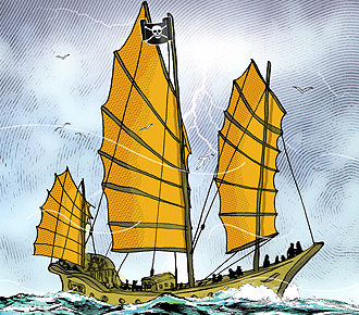 Aziatisch piratenschip