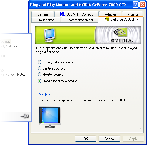 Screenshot drivers GeForce 7800 GTX