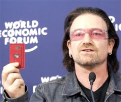 Bono geeft Aids een rode kaart