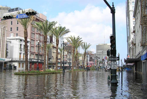 Bourbon Street, New Orleans, na orkaan Katrina
