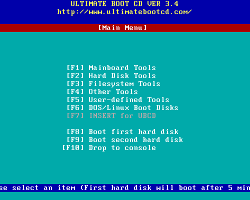 Ultimate Boot CD 3.4 - beginscherm (crop)